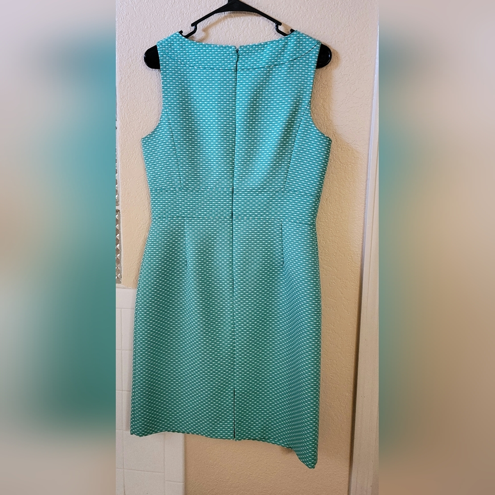 Chelsea Rose Teal and white wear to work dress